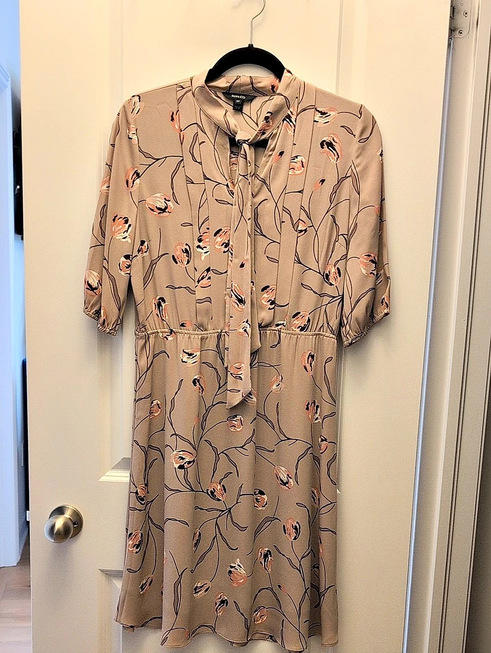 NY&C Floral Tie Neck Midi Dress
